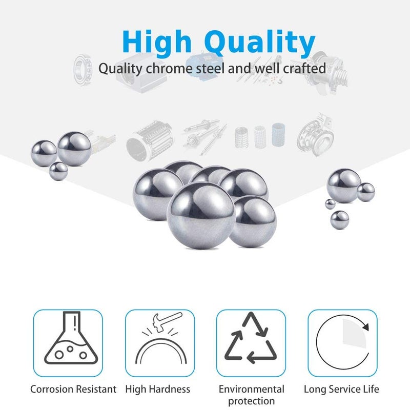 Breezliy 630 Piece Assorted Loose Bicycle Bearing Balls 1/4"" 7/32"" 3/16"" 5/32"" 1/8"" and 3/32"" - Image 3